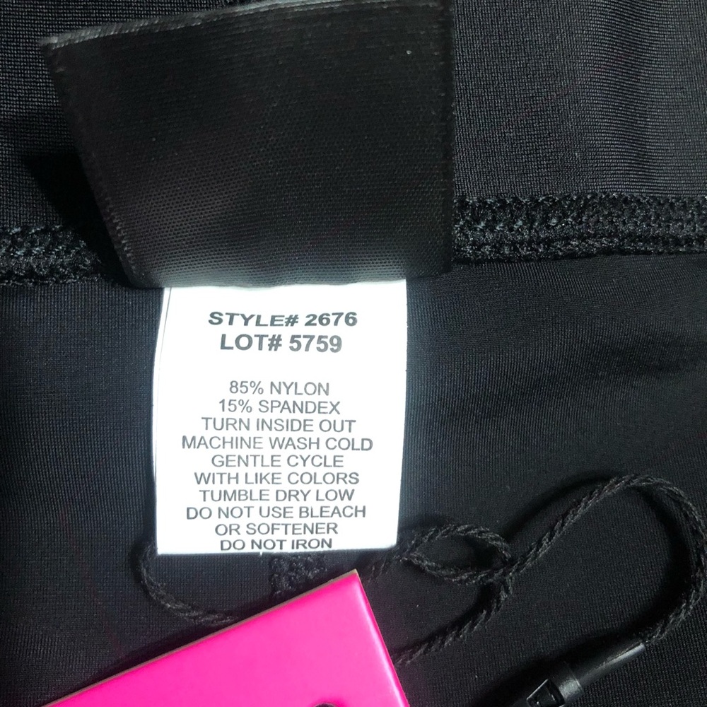 NWT Terez Pink Zipper Black Leggings Size M - Picture 9 of 13